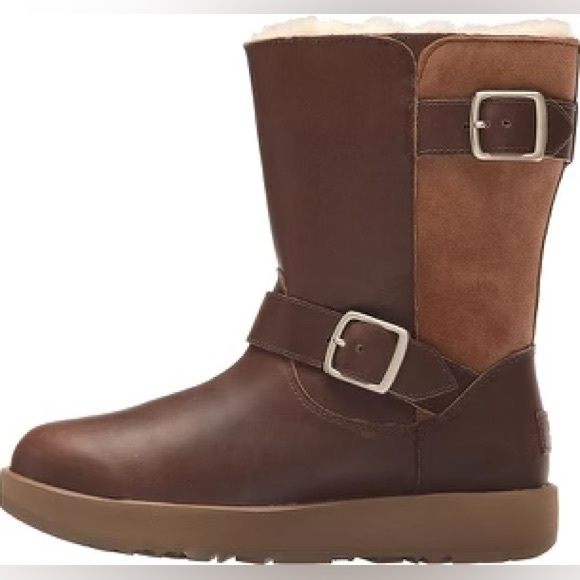 UGG BREIDA WATERPROOF Leather/Suede Sheepskin Lined w/Grip Outsole Boots - Picture 3 of 14